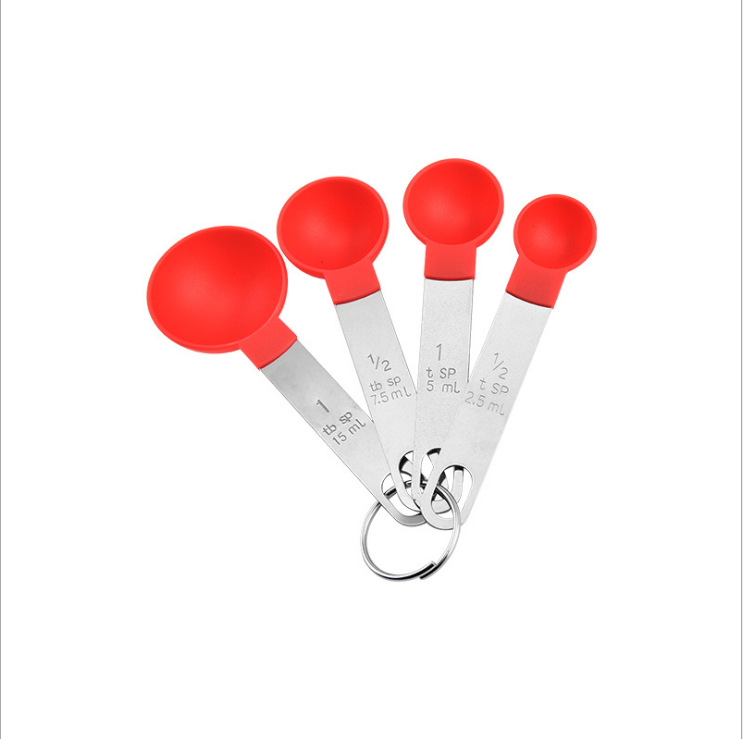 Stainless steel measuring cup and spoon set, plastic stainless steel handle measuring spoon 8-piece set with刻度 baking tool