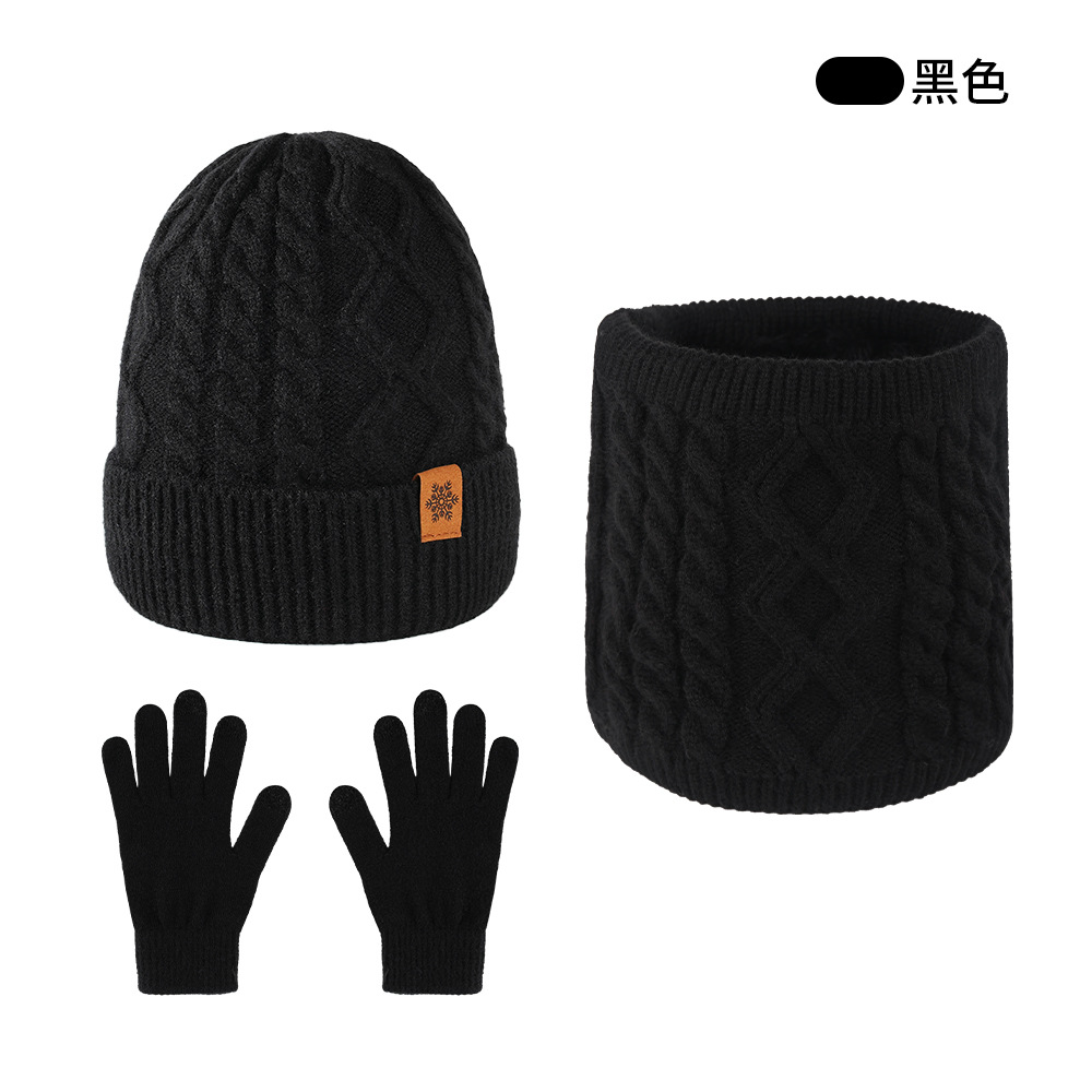 Knitted Hat Men's Hat Scarf Neck Gaiter One-Piece Winter Fleece-Lined Warm Knit Hat Scarf Neck Gaiter Set