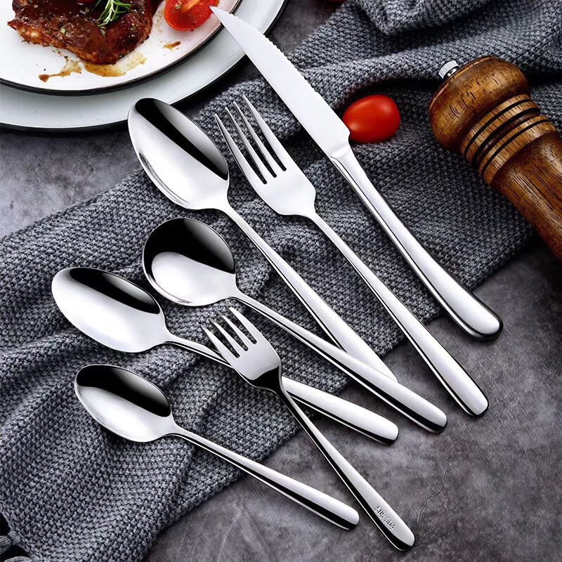 Thickened 304 stainless steel tableware knife fork spoon, elegant series, Western food set, steak knife, dinner fork, hotel supplies