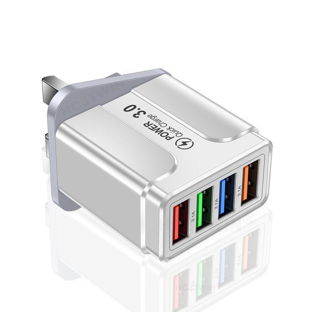 Glowing Multi-Port 3.1A Butterfly 4USB Phone Charger Travel Charger Charging Head US EU UK Charger