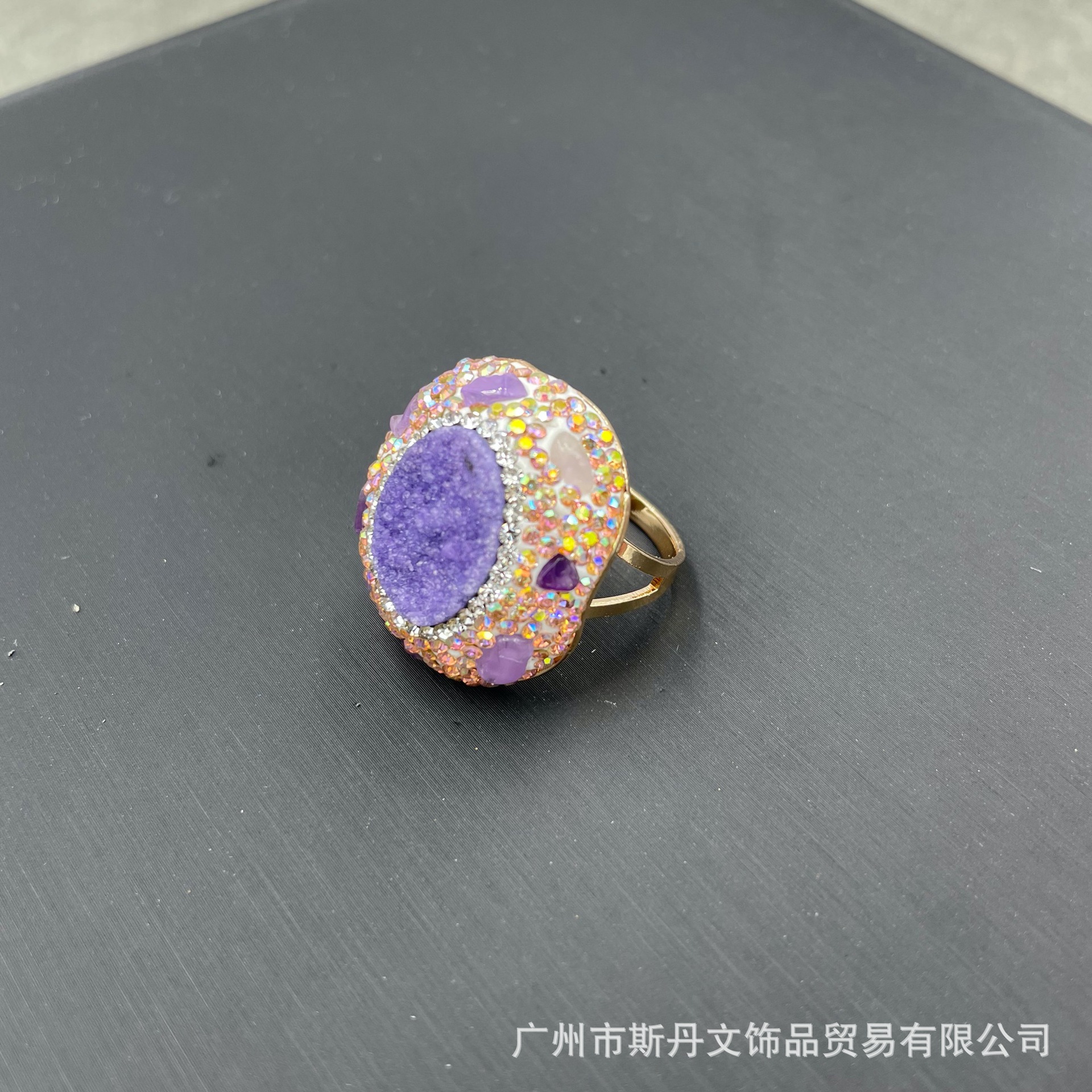 Natural Raw Crystal Tooth Inlaid Raw Stone Ring Emerald Niche Accessories Direct Wholesale
