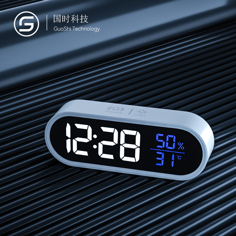 Mirror digital display alarm clock temperature and humidity meter luminous LED table clock smart music clock student dedicated alarm clock