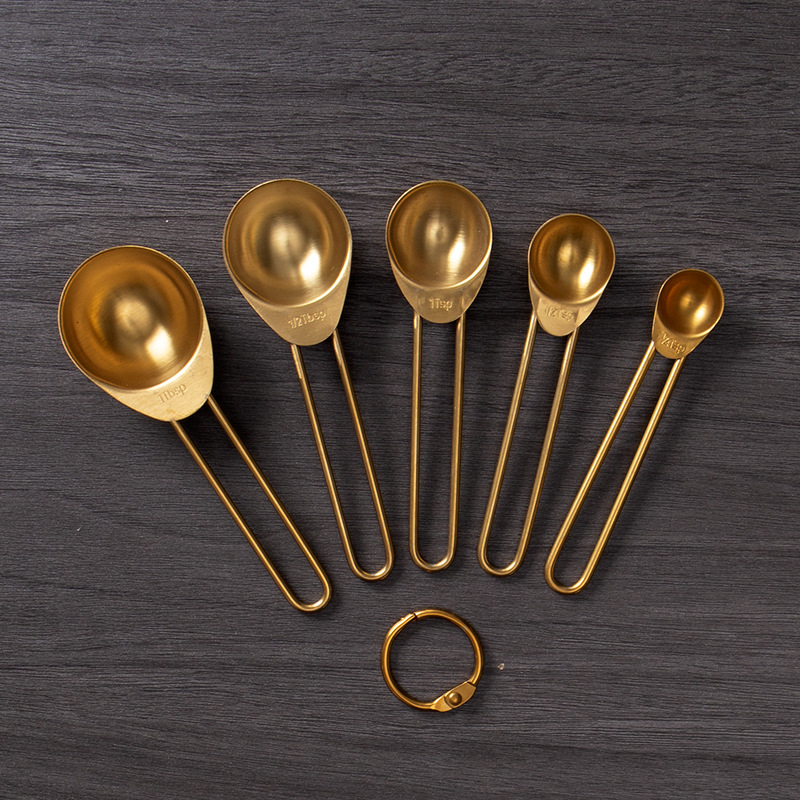 Milliliter Stainless Steel Measuring Cup and Spoon Set Seasoning Measuring Spoon Gold Titanium Plating Baking Set Measuring Cup Scale