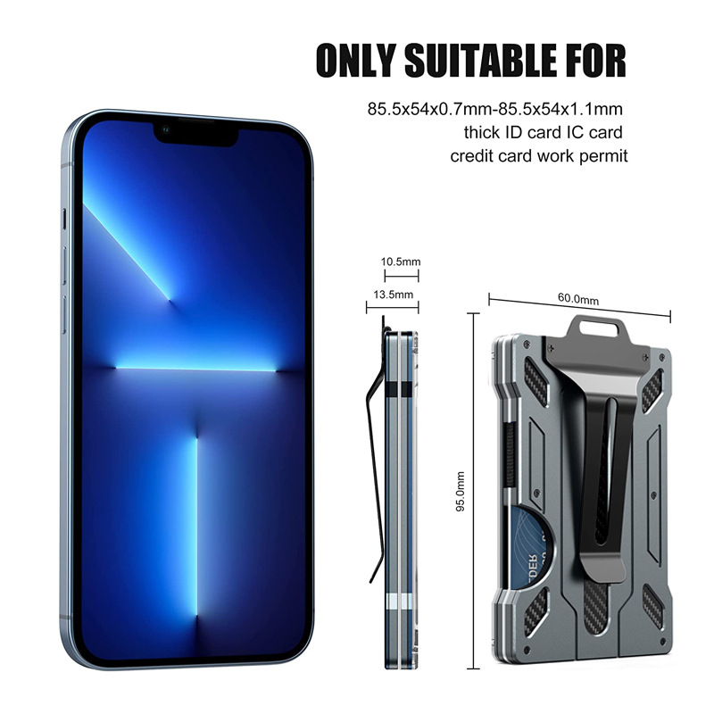 New Aluminum Alloy Card Holder Transparent Badge RFID Metal Wallet Work ID Card Clip with Badge Slot
