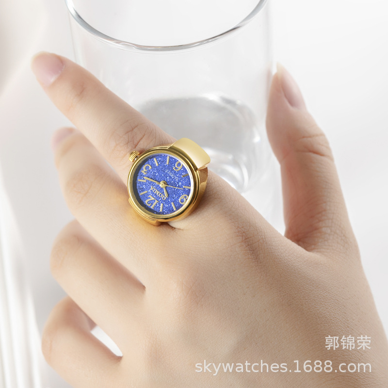 Ring Watch for Women, New Simple Digital Glitter Watch Student Finger Ring Watch Gold Finger Watch