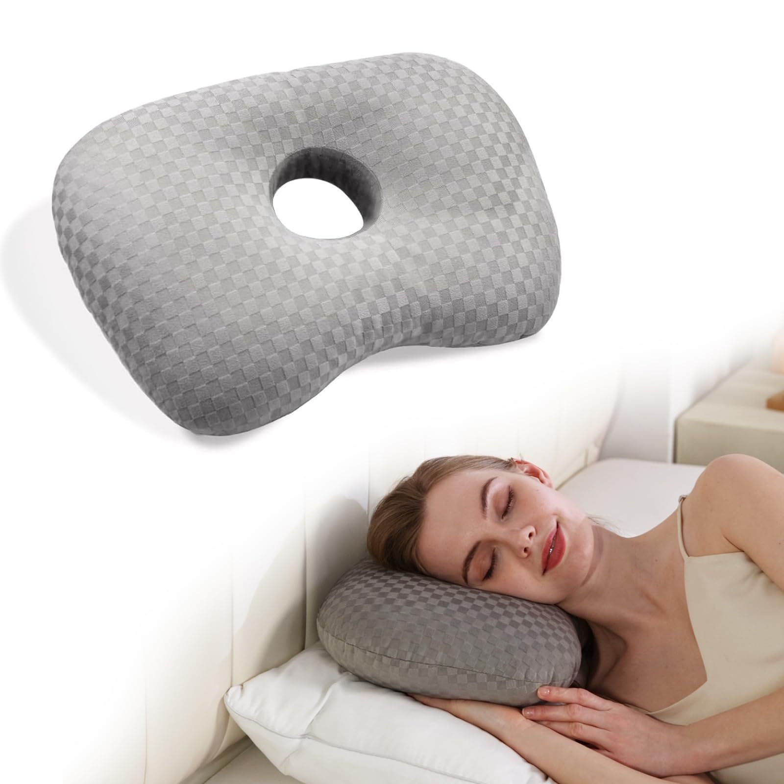 Ear hole pillow ear protection non-pressure ear side sleep anti-neck lines hollow beauty pillow bone piercing ear hole cervical spine pillow