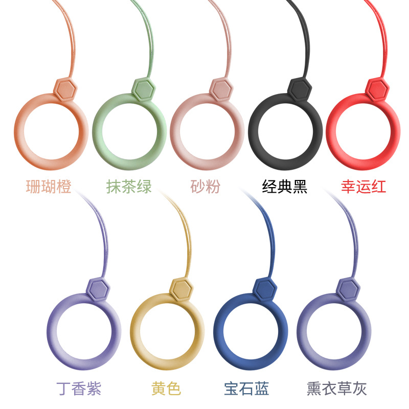 Silicone Fan Lanyard Gem Silicone Ring Lanyard Earphone Case Silicone Pendant Liquid Silicone Lanyard