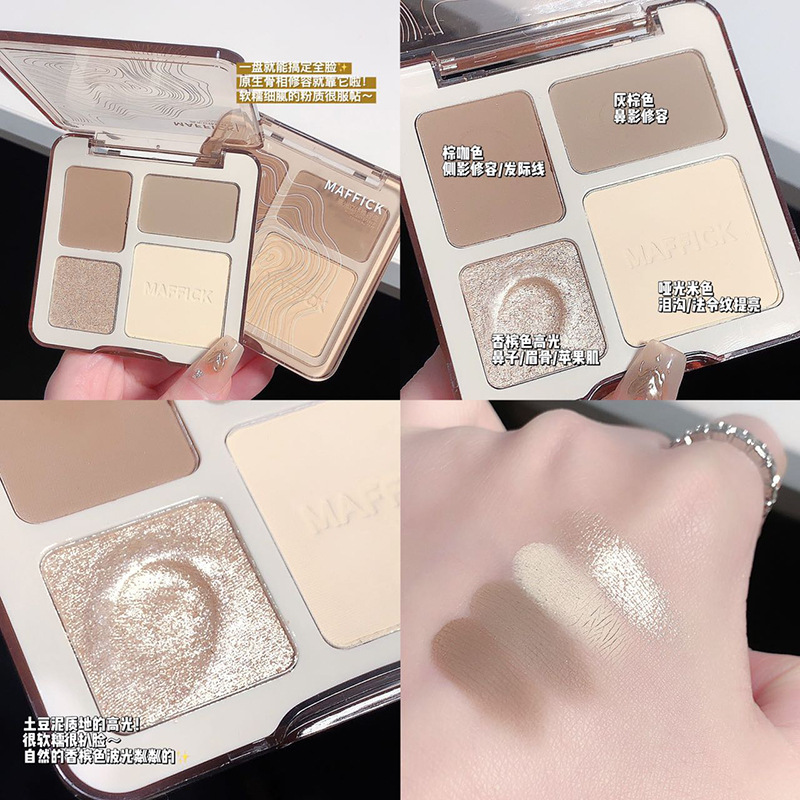 MAFFICK Four-Color Contour Palette Highlight Contour All-in-One Matte Highlight Shimmer Powder Highlight Eyeshadow Contour Palette