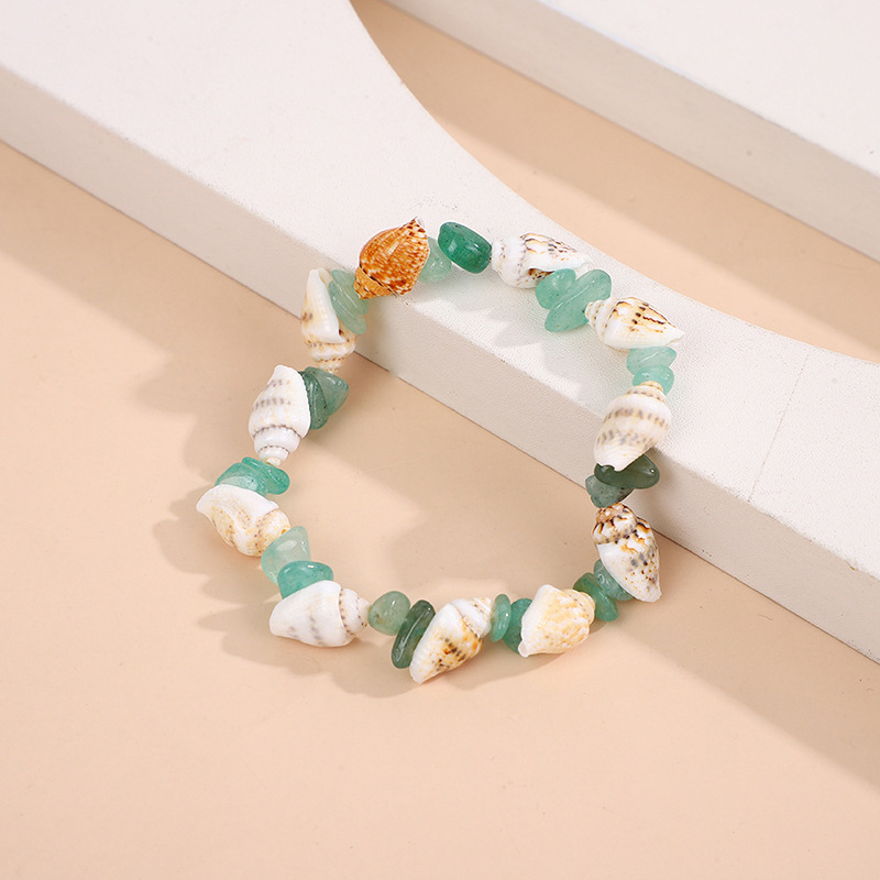 Rongshang Conch Bead Turquoise Bracelet Beach Starfish Pendant Shell Crystal Bead Bracelet Accessory