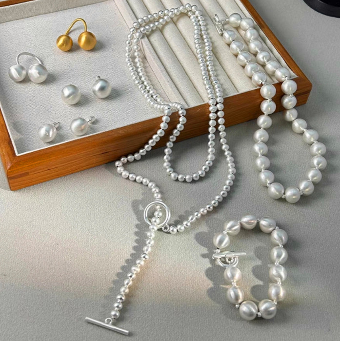 Heavy-duty brushed chain necklace for women bead bracelet matte bracelet sweater chain