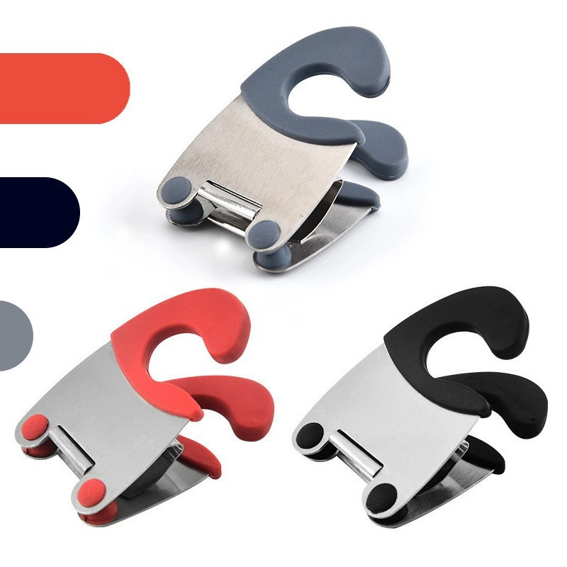 Stainless steel pot edge clip holder anti-scald bowl and dish clip dual-purpose hook design rubber clip household kitchen tool