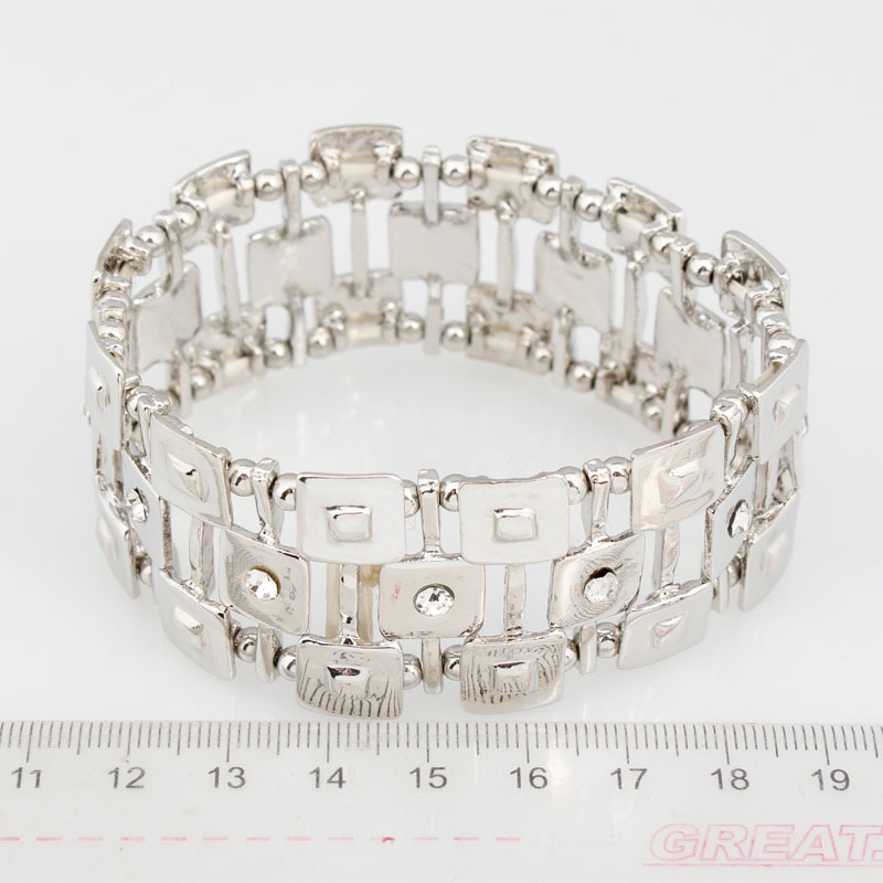 B14 Gold Accessories Mixed Batch Plated Rhinestone Geometric Elastic Bracelet