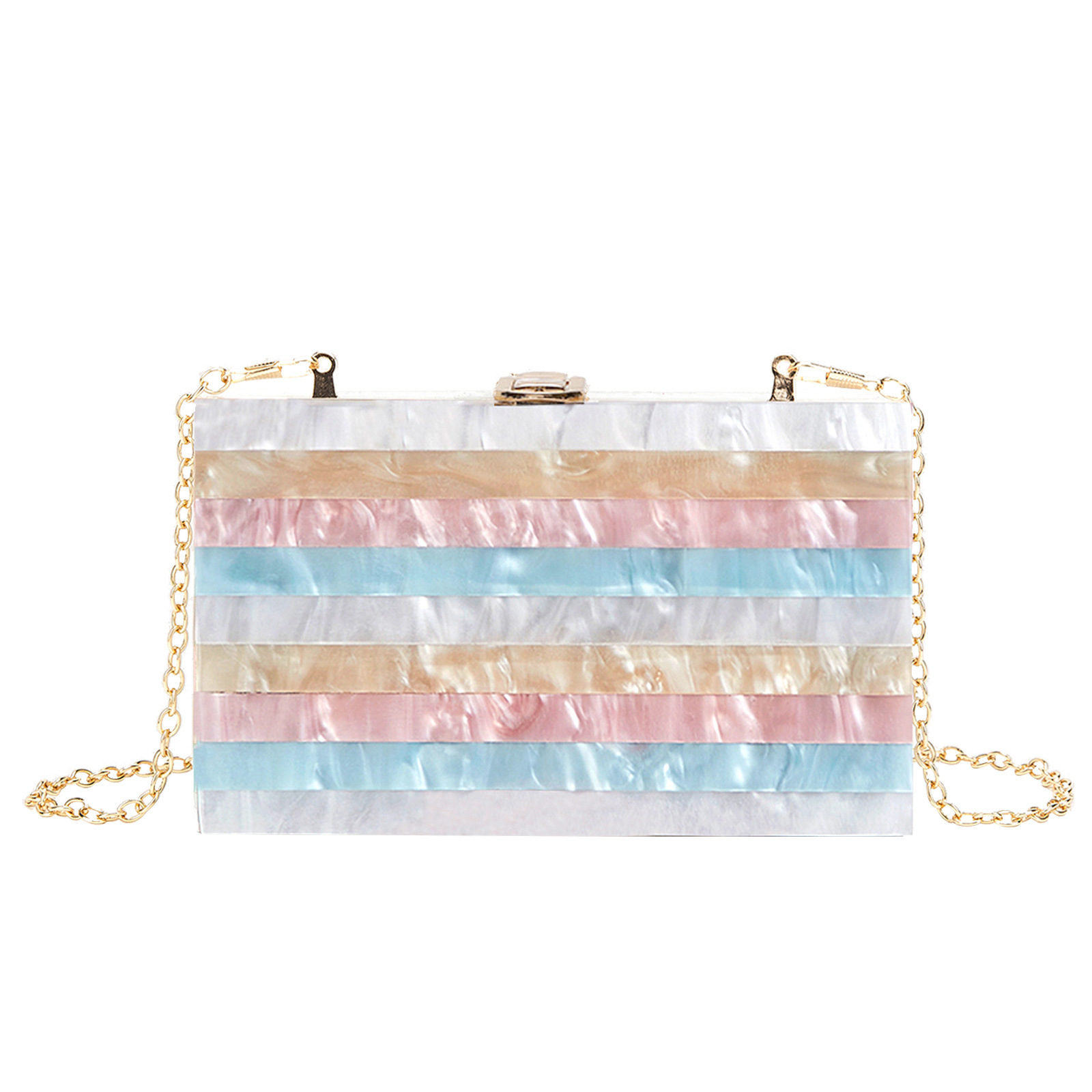 2023 New Evening Bag Striped Stitching Pearlescent Acrylic Clutch Bag Crossbody Exclusive