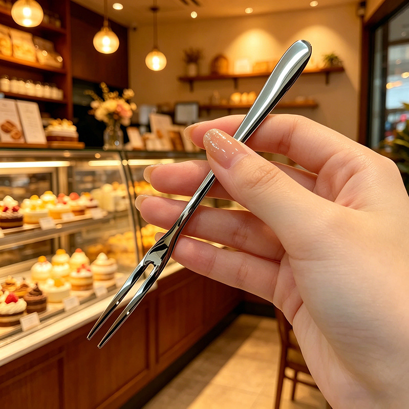 Fruit Fork 304 Stainless Steel Fork Food Grade Mooncake Fork Cake Fork Individually Wrapped
