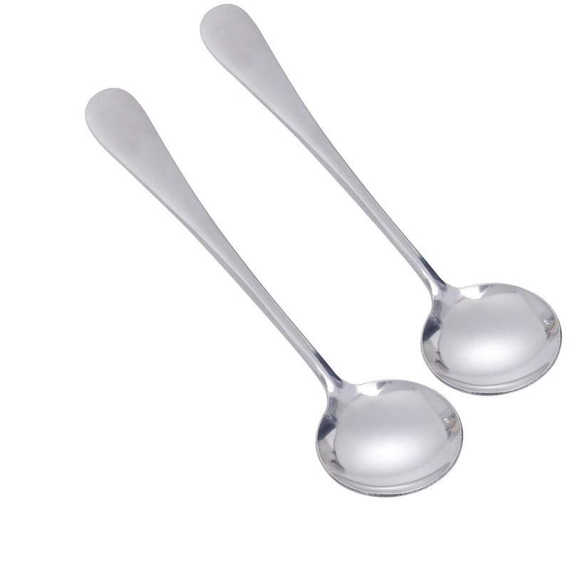 No. 3 Round Stainless Steel Spoon Thickened Chinese and Western Cuisine Round Head Dessert Spoon Student