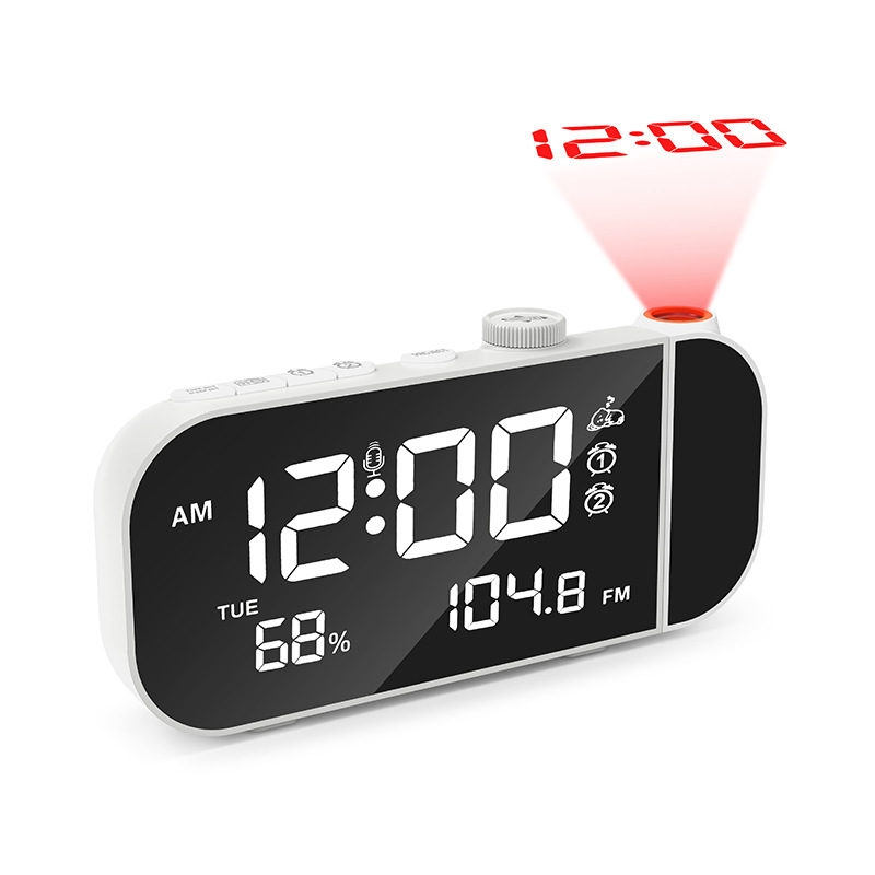 New Electronic Alarm Clock with Projection, Bedside Lighting, FM Radio, Digital Projection Clock