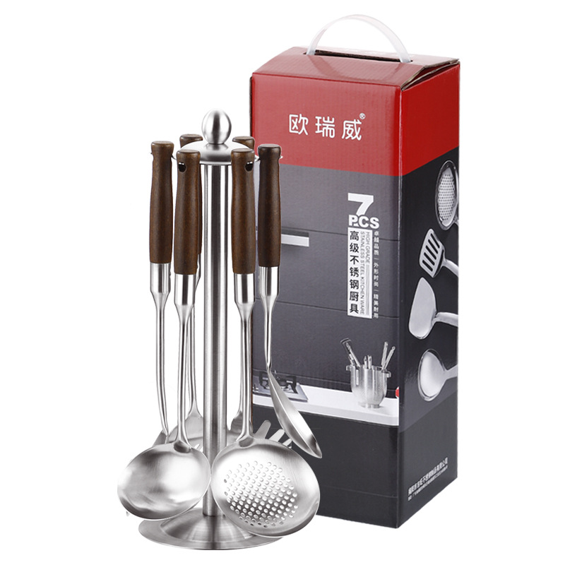 Spoon, stainless steel spatula, 304 soup spoon, high temperature resistant kitchenware set, spatula, kitchen utensils, hotel supplies