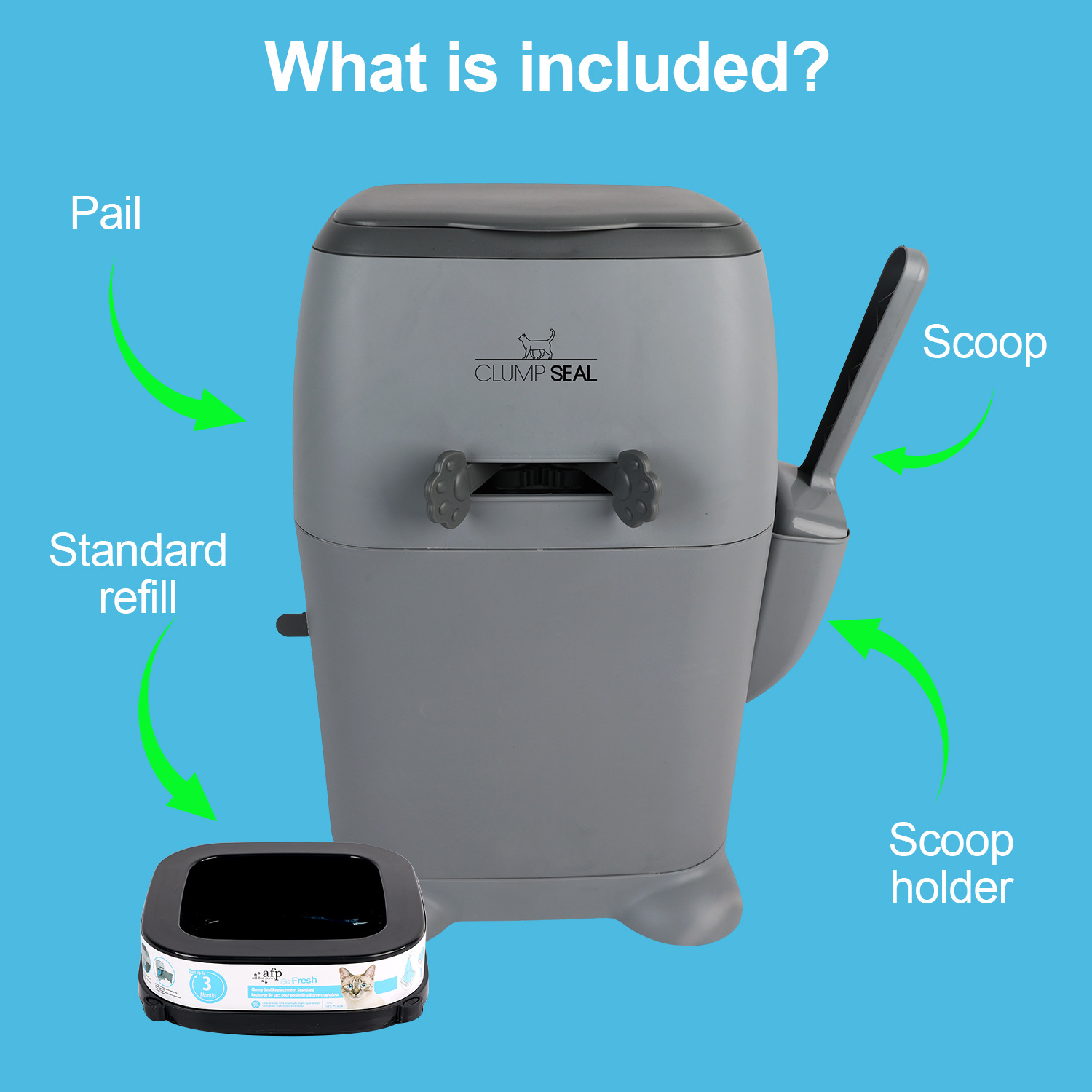 AFP Large Capacity Enclosed Deodorizing Cat Litter Trash Can Cat Poop Scoop Convenient Bag Change Trash Can Pet Supplies