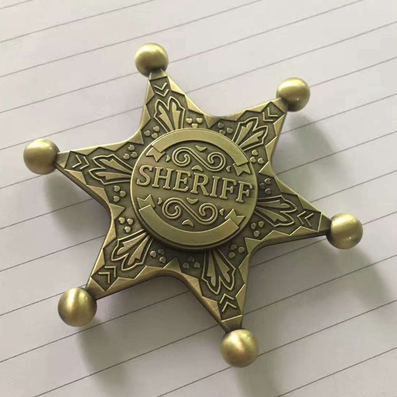 Hexagonal Neptune Sheriff Badge Finger Finger Spinner Child Werewolf Kill Board Game Toy