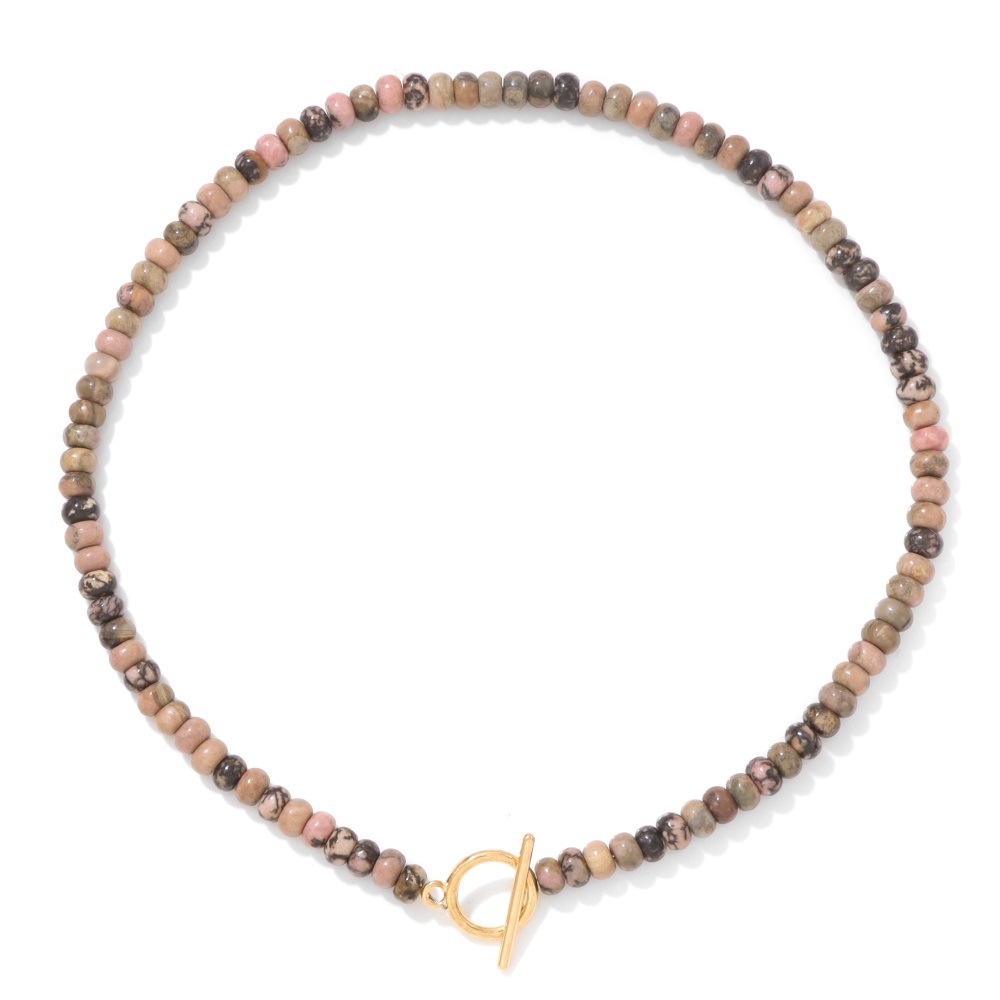4*6 Abacus Bead Stone Beaded Necklace Women KC Gold OT Clavicle Chain Accessory