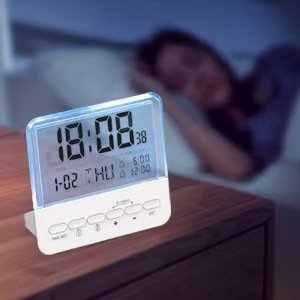 2026 new transparent glass clock LCD seven-color changing luminous electronic alarm clock large screen bedroom bedside clock