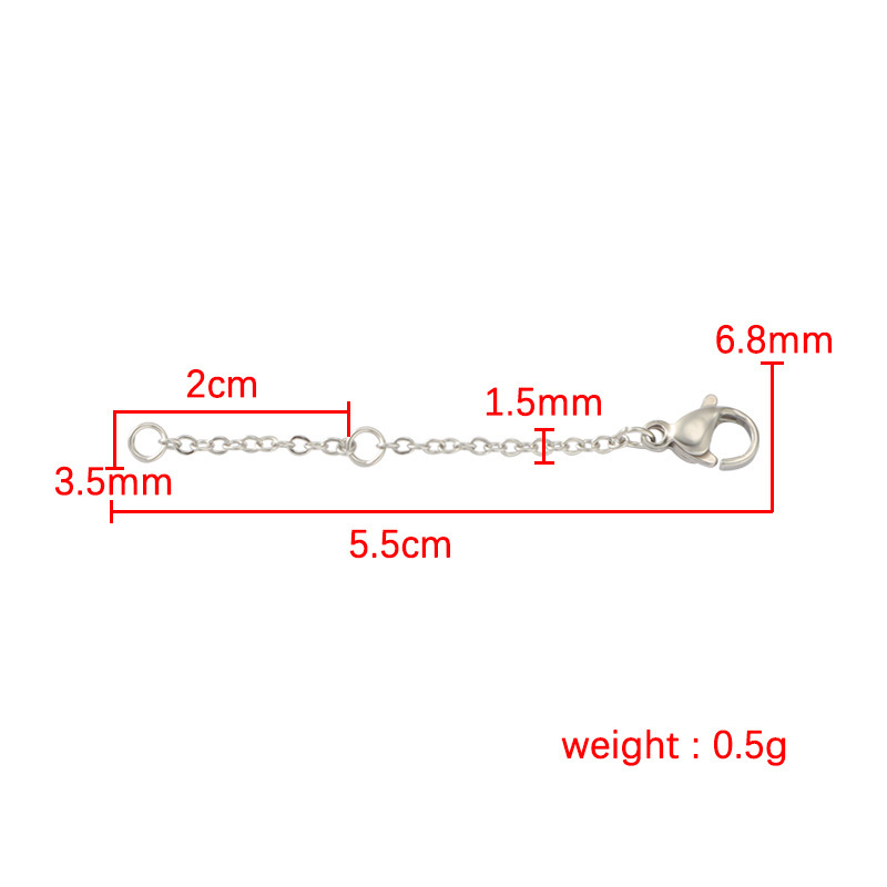 3-piece stainless steel vacuum plated tail chain lobster clasp extension chain DIY bracelet necklace materials
