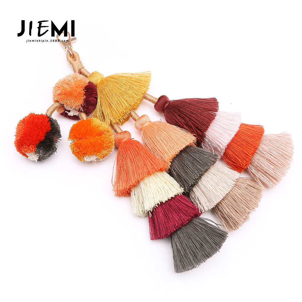 Bohemian Tassel Pendant DIY Handwoven Hanging Decoration Ethnic Style Bag Keychain Pendant