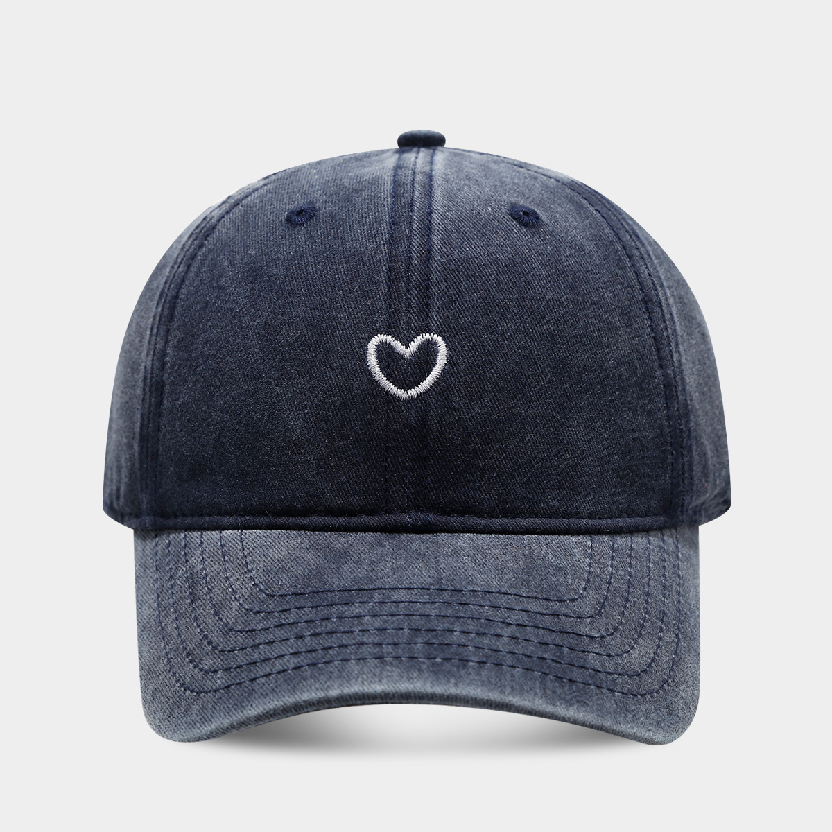 Small Heart Embroidery Soft Top Duckbill Cap for Women, Summer Outdoor Simple Washed Baseball Cap for Men, Autumn