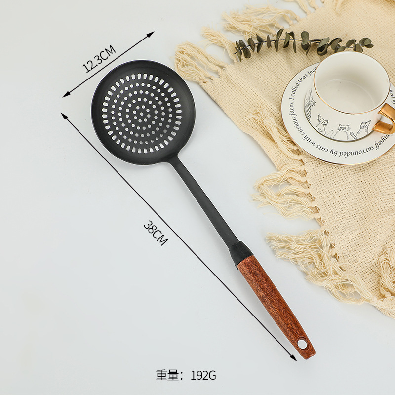 Wrought iron spatula household nitrided iron wok spatula cooking spatula high temperature resistant iron spatula spoon set