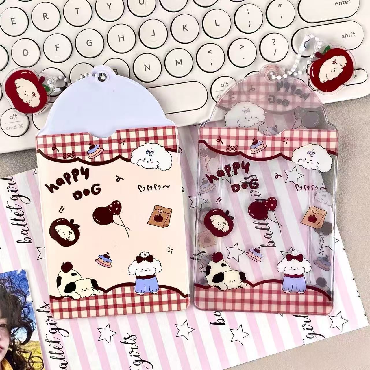 Dessert puppy PVC card sleeve idol 3-inch small card campus meal card storage card bag display pendant