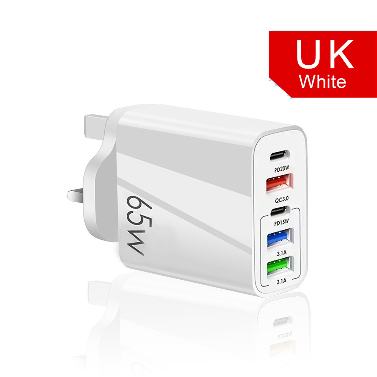 3.1A Rated 65W Fast Charging Phone Charger Type-C PD+3USB Multi-Port Travel Charger Charging Head