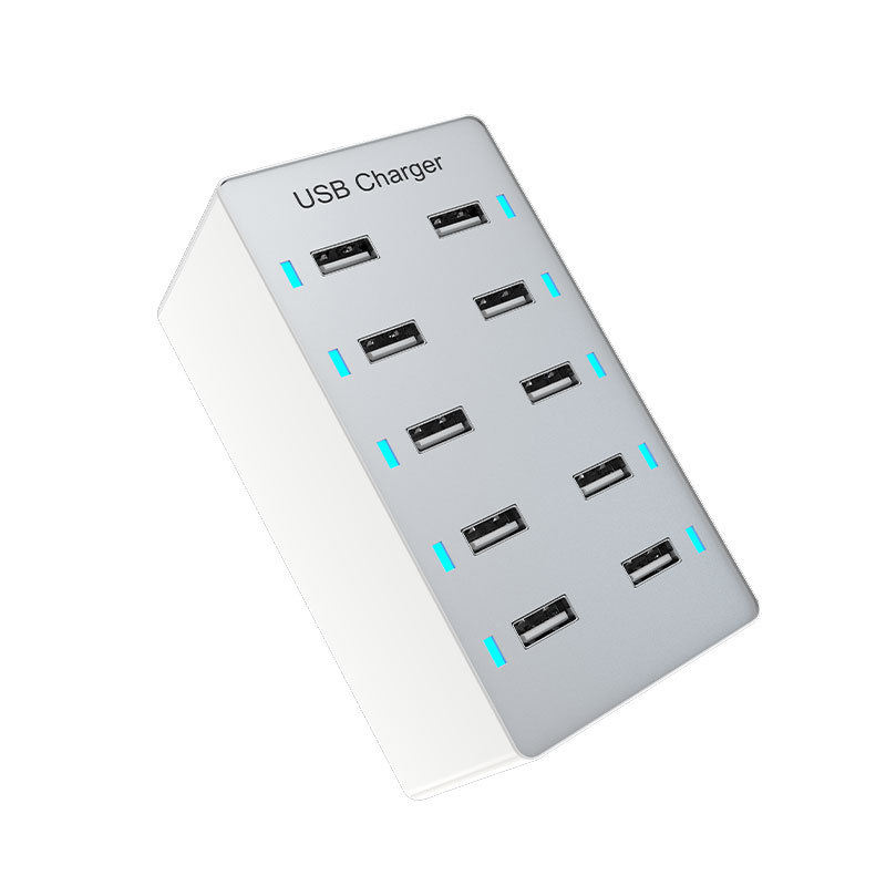 10 USB Charger 50W Supports 5V1A 2A 2.4A Charging Home Office Live Streaming Multi-Port Charging Station