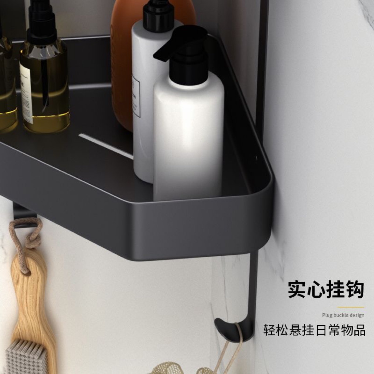 Carbon Steel Bathroom Corner Shelf Storage Rack No-Drill Bathroom Wall Triangle Shelf Shower Room Storage Supplies