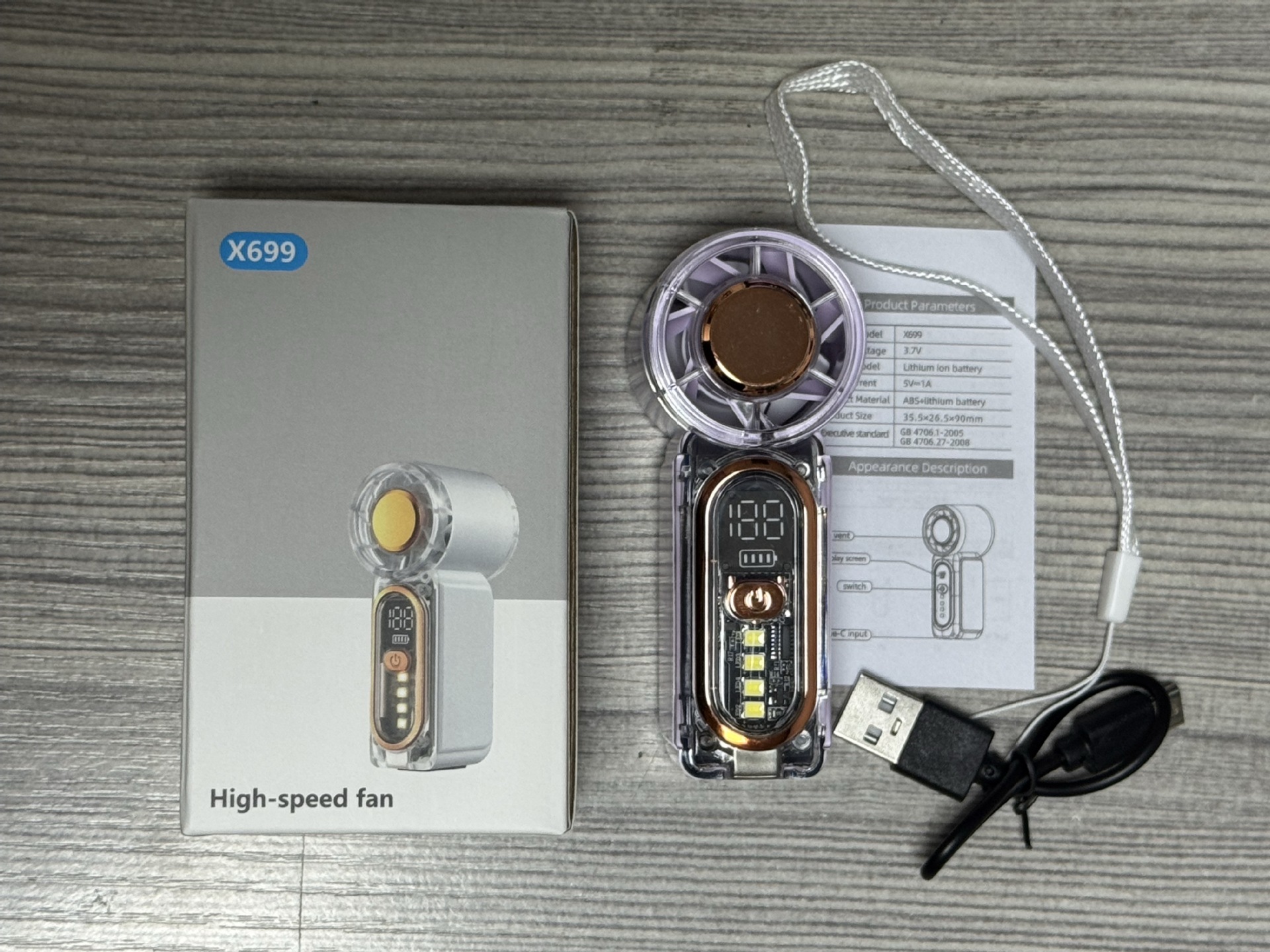 x688 high-speed mini handheld fan USB rechargeable battery life turbo violent portable outdoor small fan