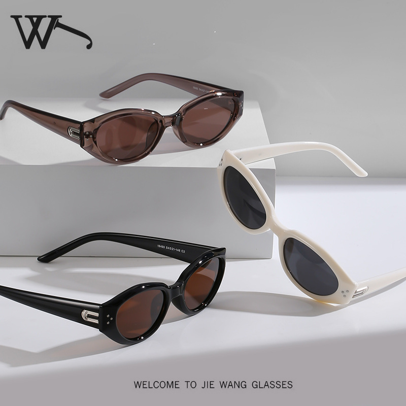 New brown small frame polarized sunglasses for women, oval sunshade sunglasses for men