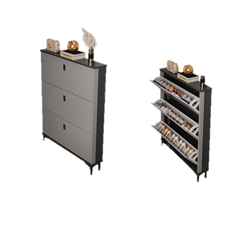 Tilt ultra-thin shoe cabinet household entrance narrow hallway storage large capacity space-saving shoe rack