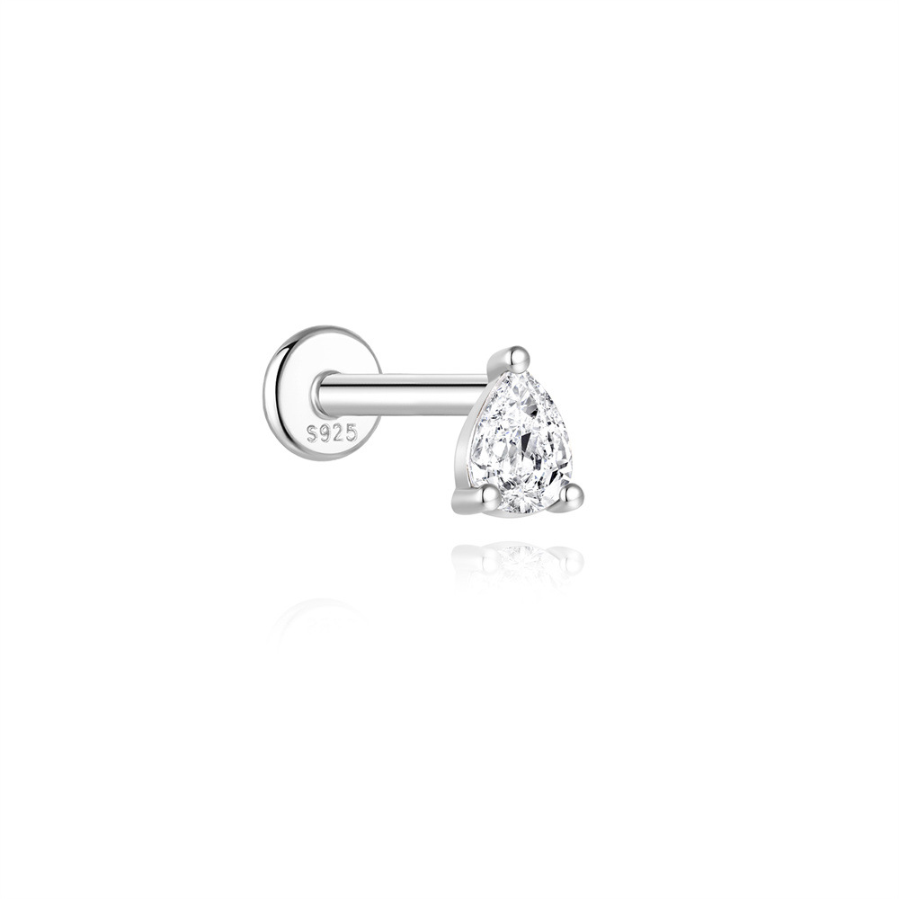 S925 sterling silver spliced moissanite flat head threaded cartilage ear stud ear bone stud ear piercing ear stud