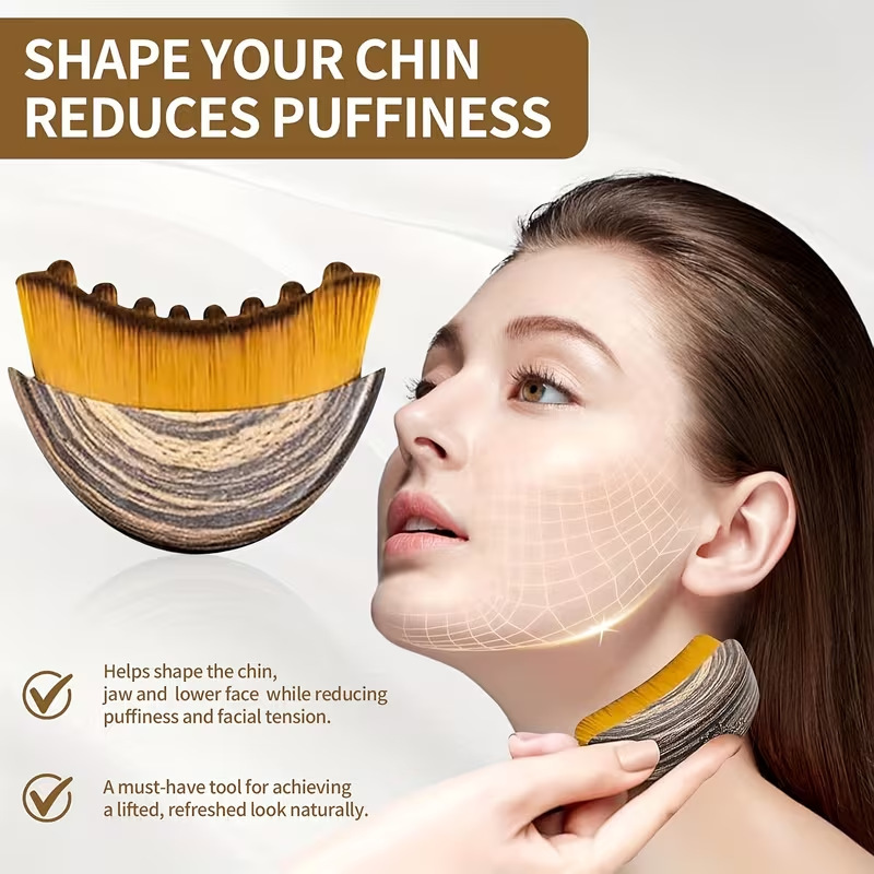 Lymphatic contour face brush for facial massage, eye and neck scraping care brush
