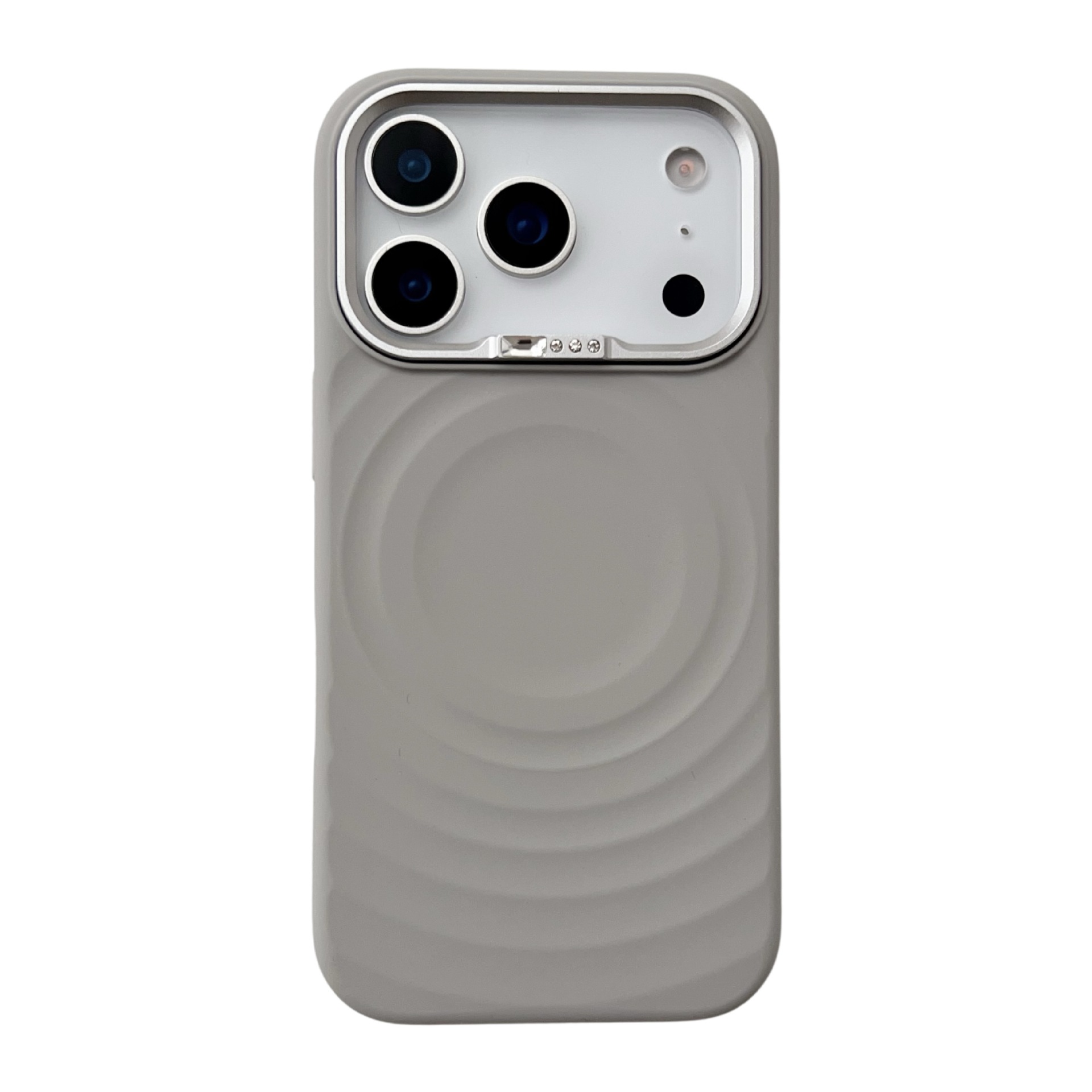 For iPhone 16 Diamond Lens Ripple Case Apple 16 Pro Max Built-in Magnetic Liquid Silicone Phone Case