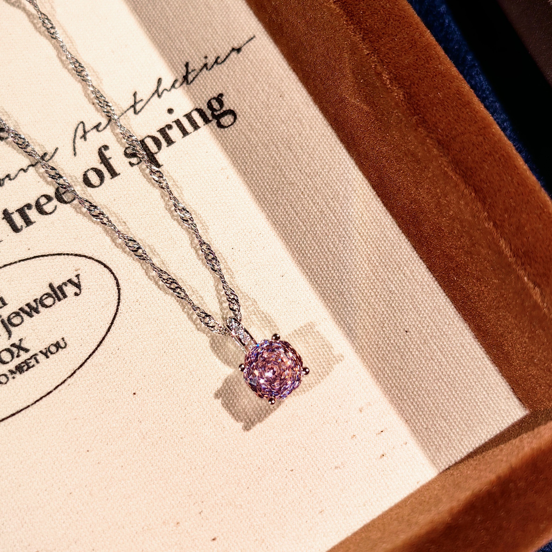 Octagonal millennium rose cut Paraiba necklace pendant inlaid high carbon diamond炫彩 diamond earrings yellow diamond ring women