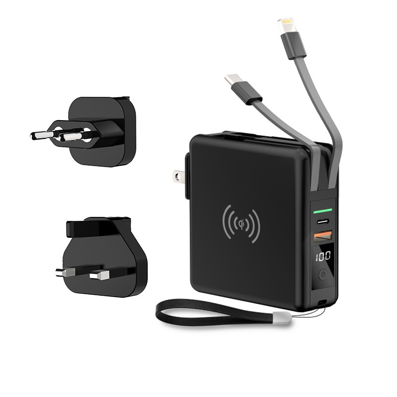 With plug PD20W fast charge with cable magnetic wireless charging bank 10000mAh five-in-one power bank