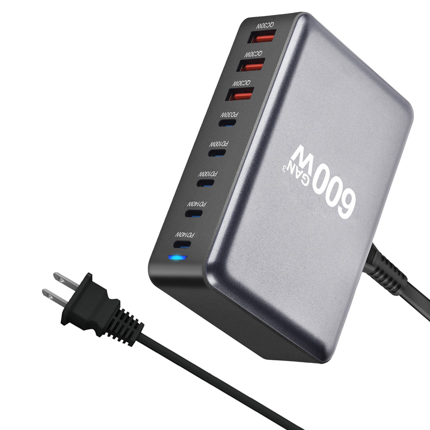 Dedicated 600W GaN PD Charger High Power QC3.0 Fast Charging 600W Desktop Charging Station