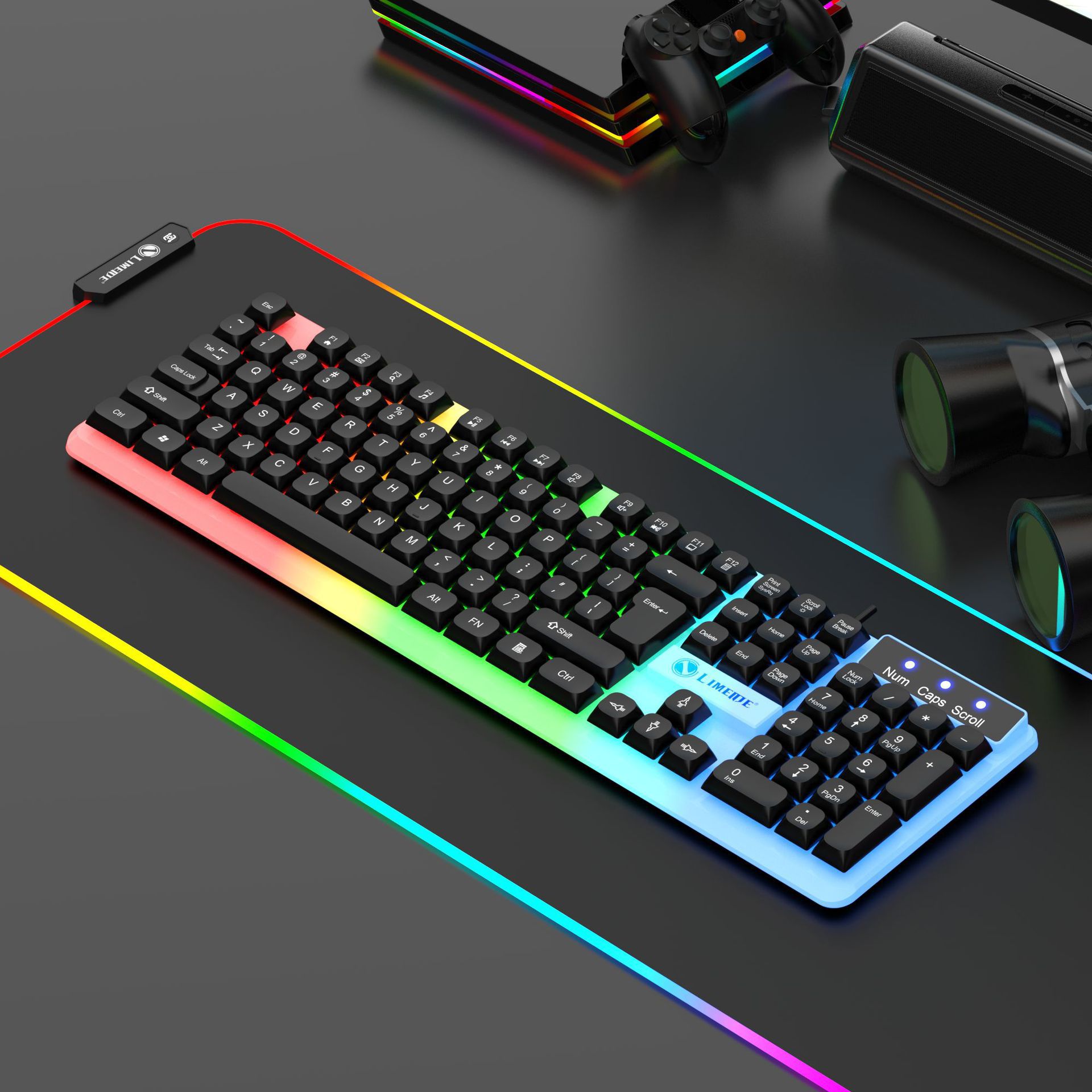 LIMEIDE Upgraded GTX350 Illuminated Keyboard Mouse USB Mechanical Feel Wired Spherical Keycap Set