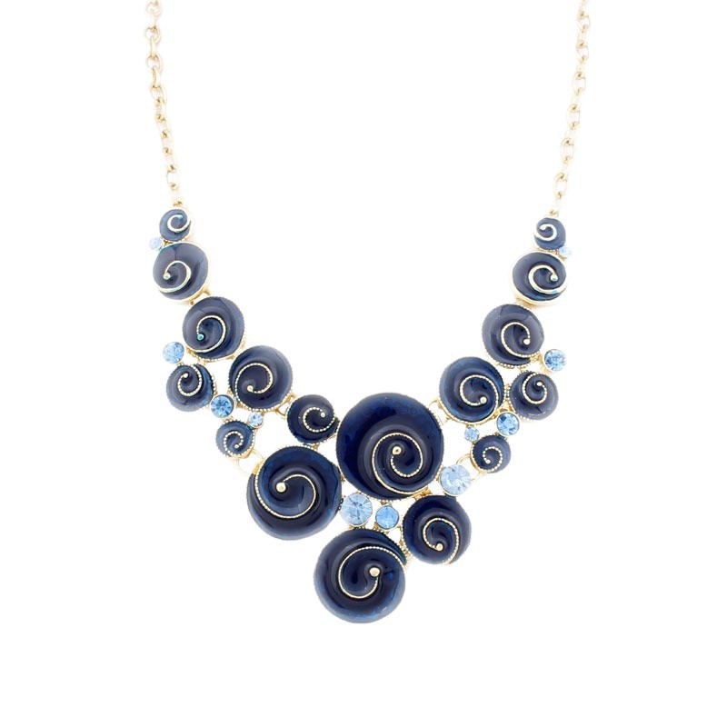 A422 Silver Accessories Enamel Color Swirl Necklace Mixed Batch Oil Drop Exaggerated Necklace Earring Set