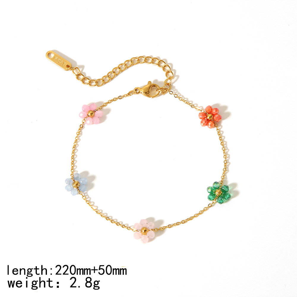 New cute flower bracelet 18K gold stainless steel simple design jewelry women