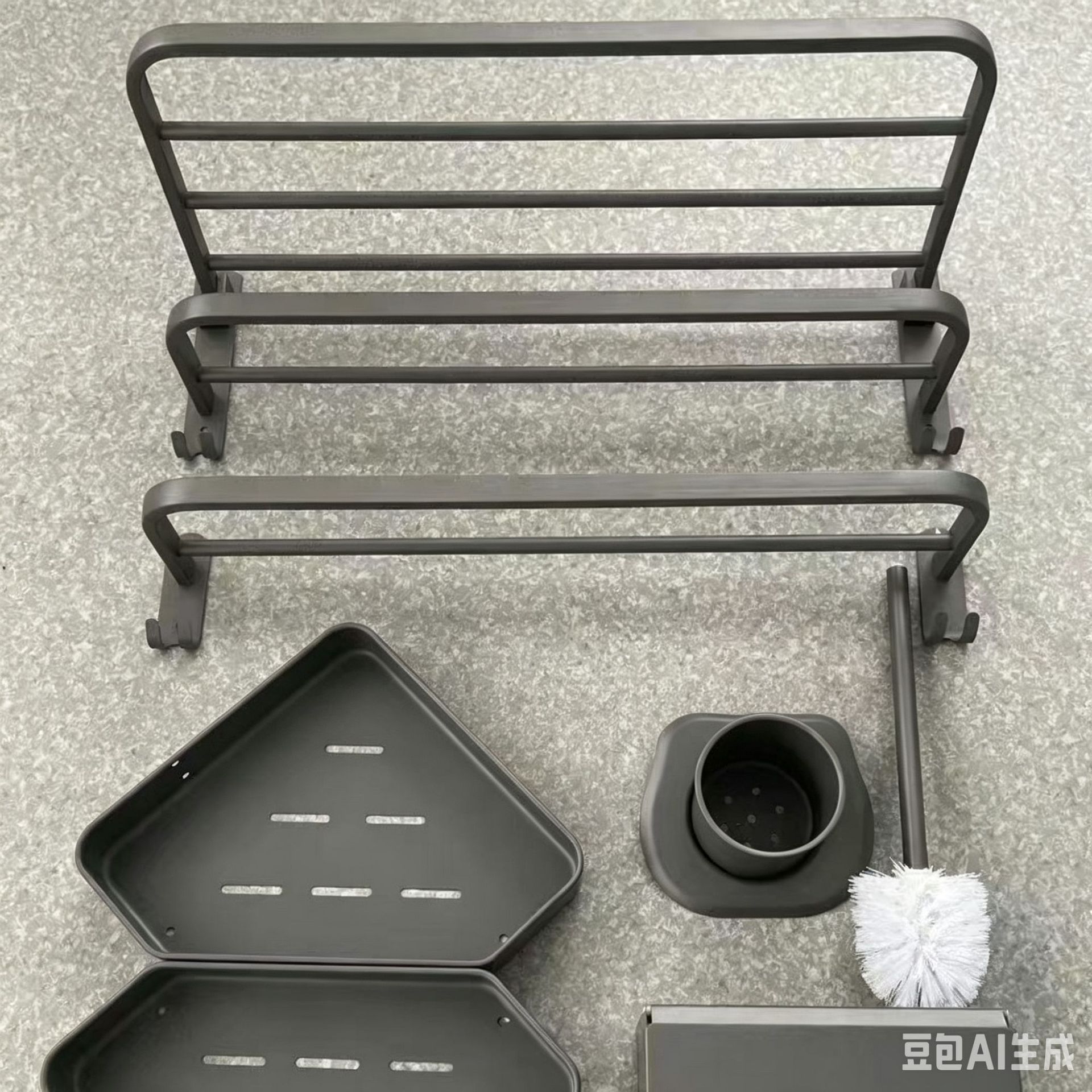 Bathroom Five-Piece Set Towel Bar Toilet Paper Holder Bathroom Hardware Set Stainless Steel Towel Rack No-Drill Hanging Accessories