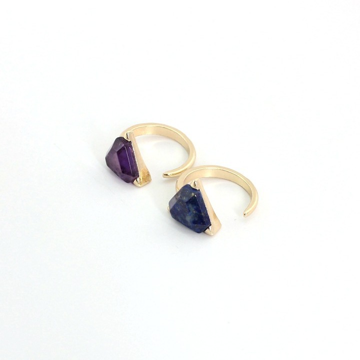 Design Development Accessories Natural Amethyst, Lapis Lazuli Inlaid Exquisite Open Ring
