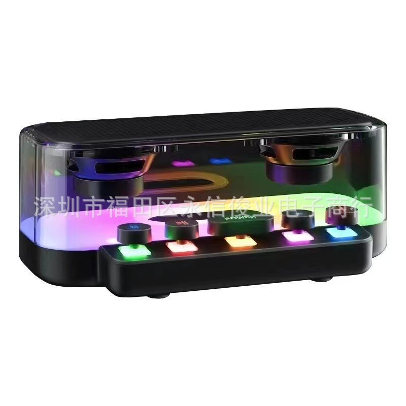 New Mechanical Button USB Speaker Desktop Computer Game Subwoofer RGB Transparent Bluetooth Audio Home
