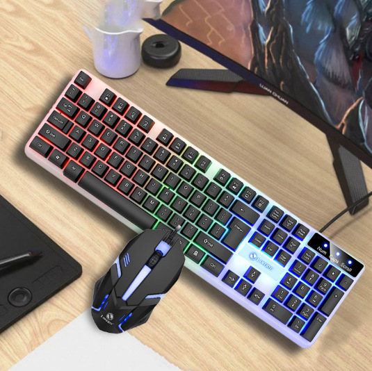 Boston Rainbow Backlit USB Wired Keyboard and Mouse Combo for DIY Assembly