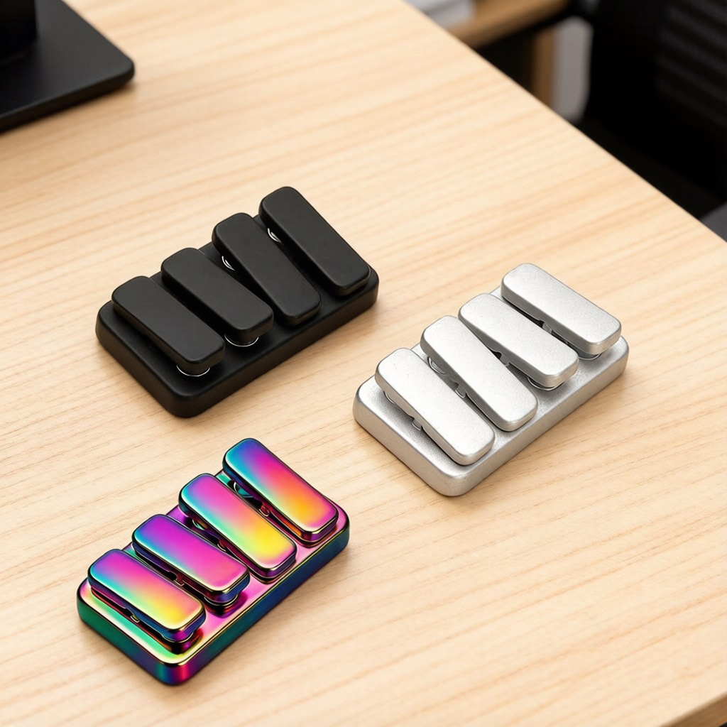 Magnetic Mini Seesaw Handheld Zinc Alloy Piano Press Sound Coin Push Card Decompression Toy
